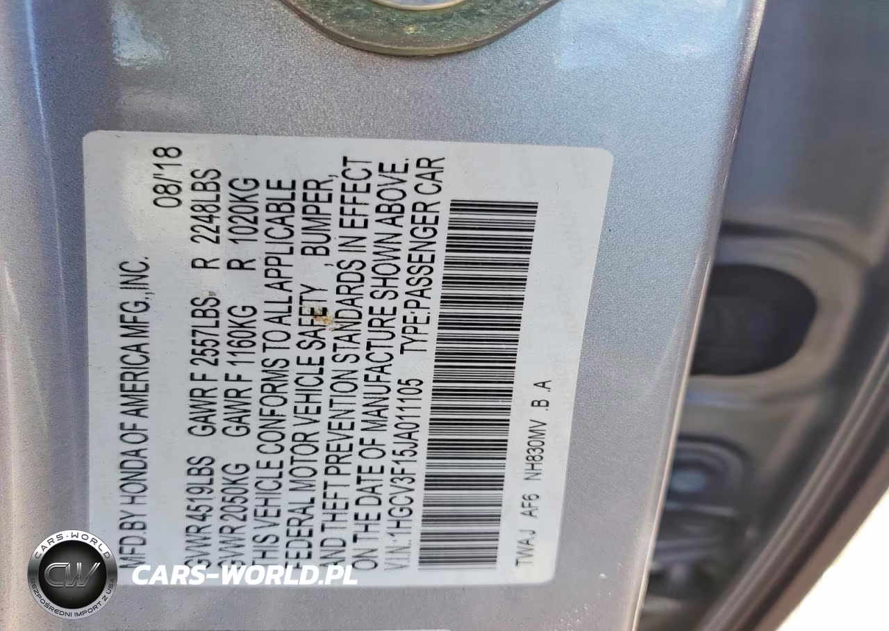 2018 Honda Accord Hybrid VIN:1HGCV3F15JA011105 - 12