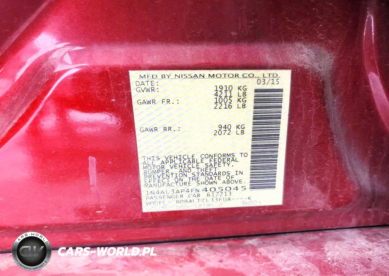 2015 Nissan Altima 2.5 Sl VIN:1N4AL3AP4FN405045 - 12