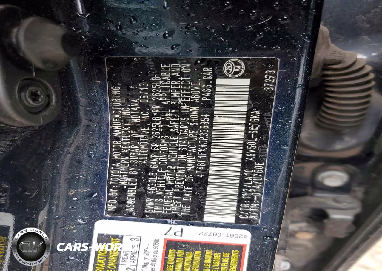 2013 Toyota Camry Xle VIN:4T4BF1FK4DR336854 - 13
