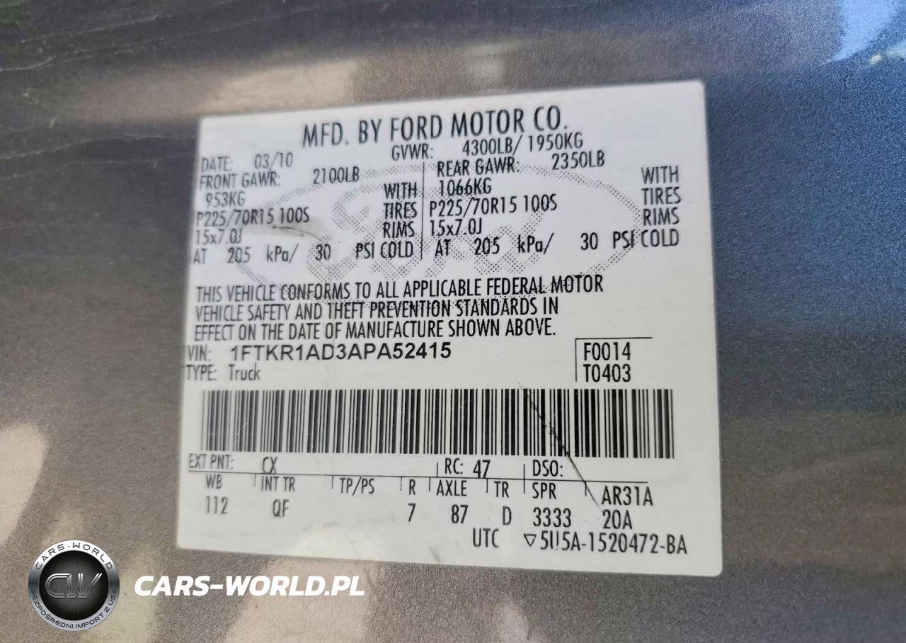 2010 Ford Ranger VIN:1FTKR1AD3APA52415 - 13