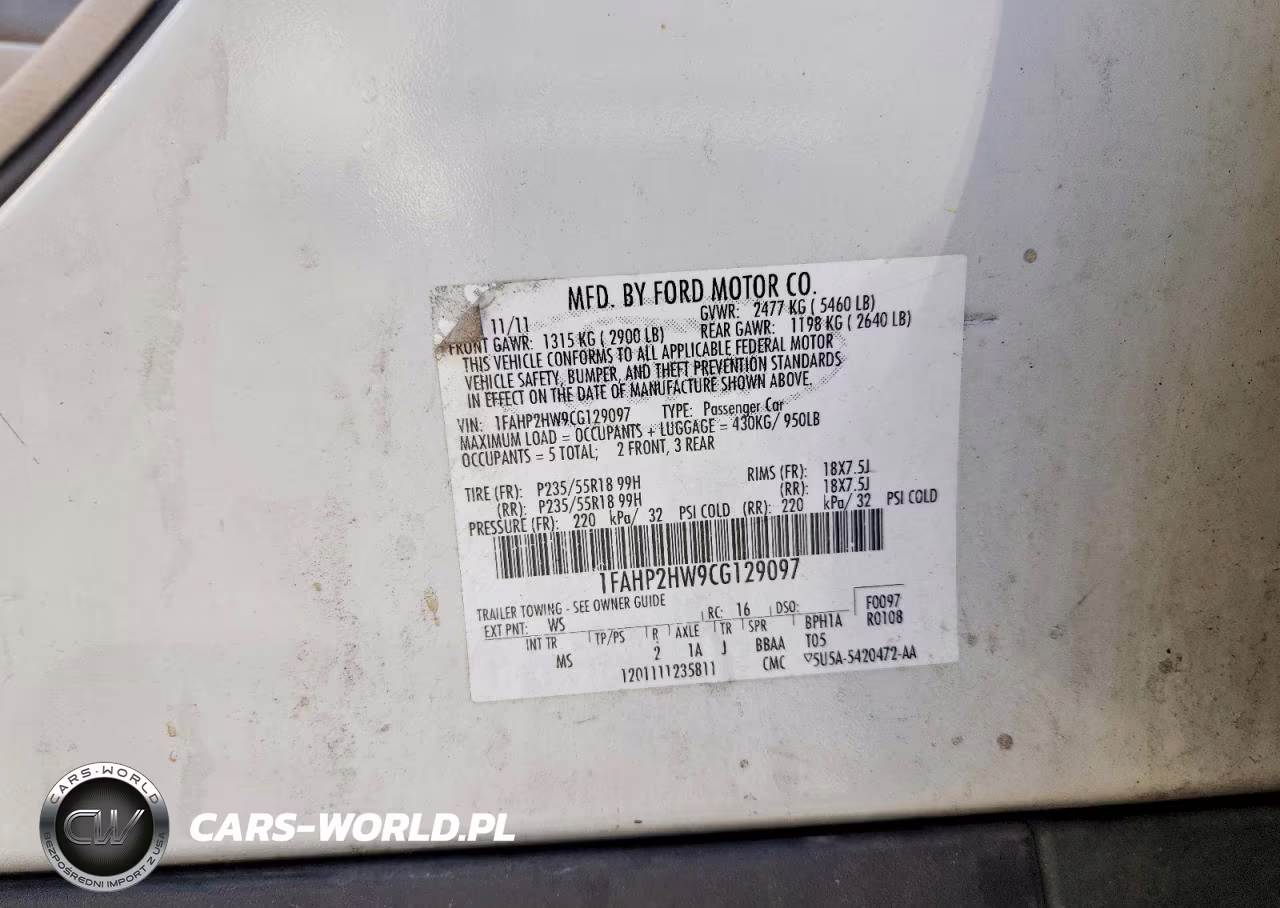 2012 Ford Taurus Sel VIN:1FAHP2HW9CG129097 - 12