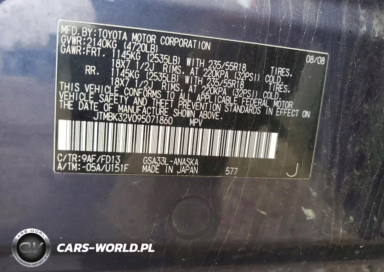 2009 Toyota Rav4 Sport VIN:JTMBK32V095071860 - 13