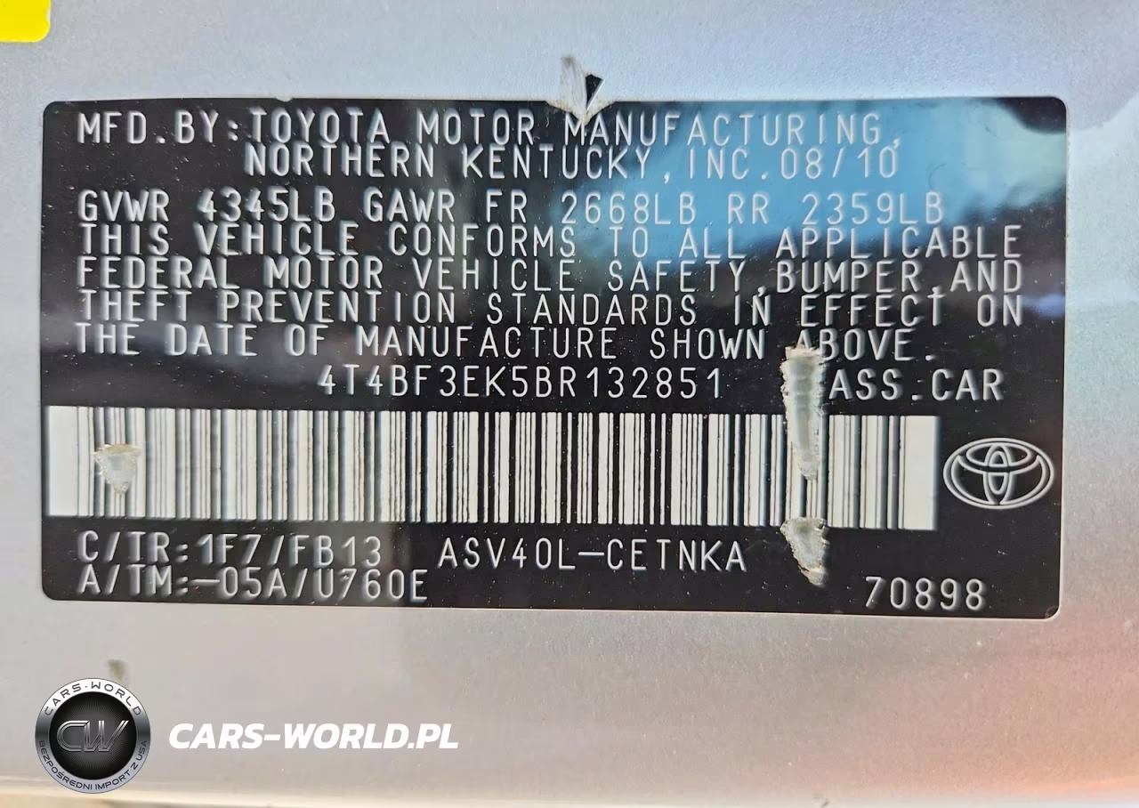 2011 Toyota Camry Le VIN:4T4BF3EK5BR132851 - 12