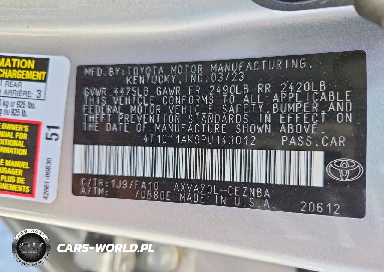 2023 Toyota Camry Le VIN:4T1C11AK9PU143012 - 12