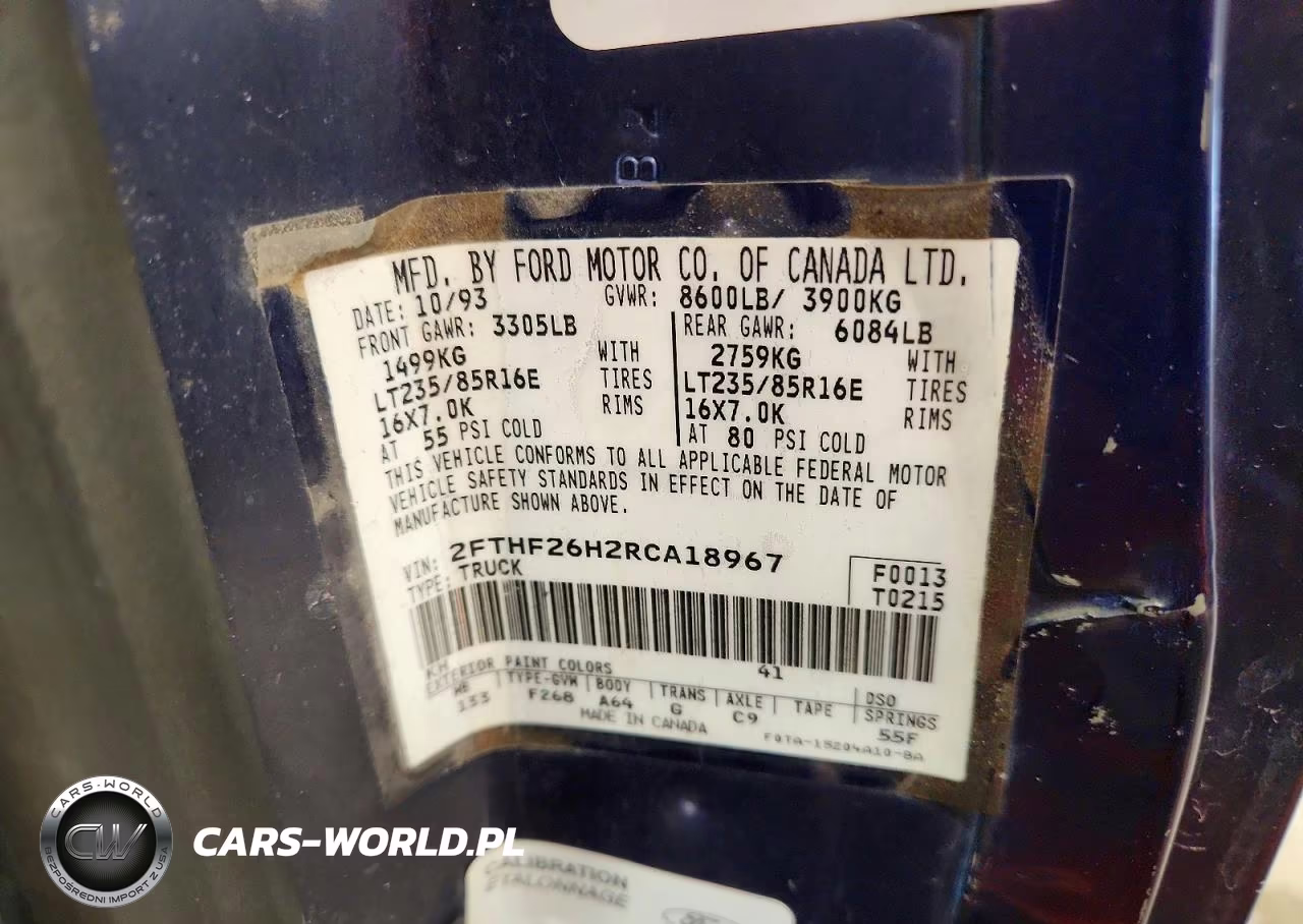 1994 Ford F250 VIN:2FTHF26H2RCA18967 - 12