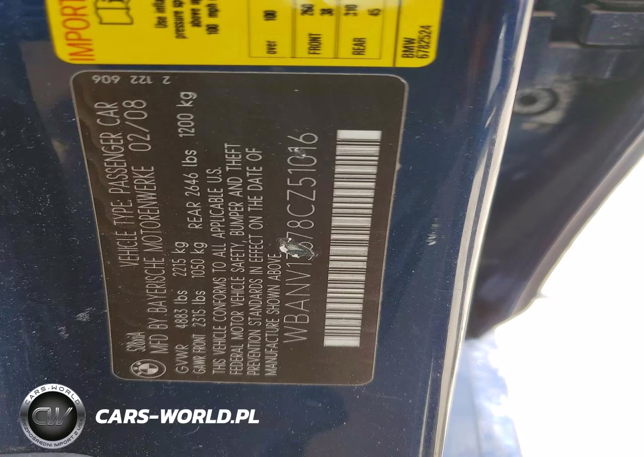 2008 BMW 528 Xi VIN:WBANV13578CZ51016 - 12