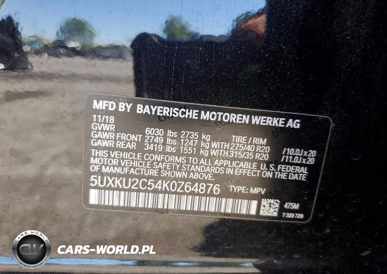 2019 BMW X6 xDrive35I VIN:5UXKU2C54K0Z64876 - 13