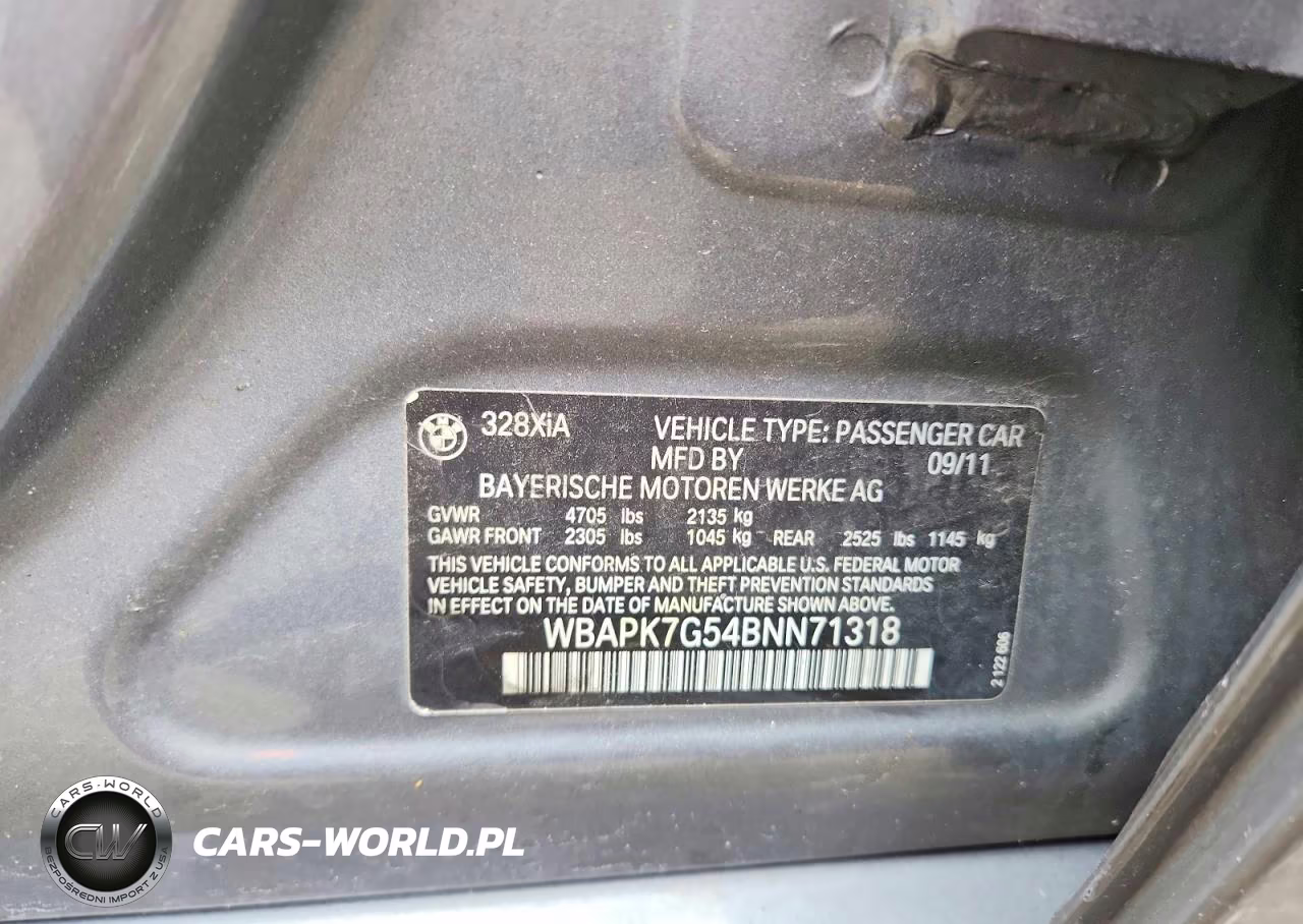 2011 BMW 328 Xi VIN:WBAPK7G54BNN71318 - 12