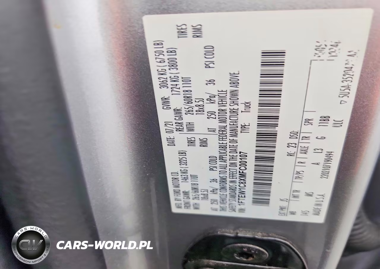 2021 Ford F150 Supercrew VIN:1FTEW1C8XMFC00107 - 12