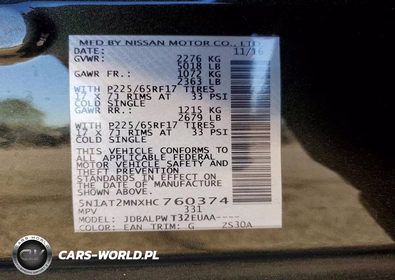 2017 Nissan Rogue Sv VIN:5N1AT2MNXHC760374 - 13
