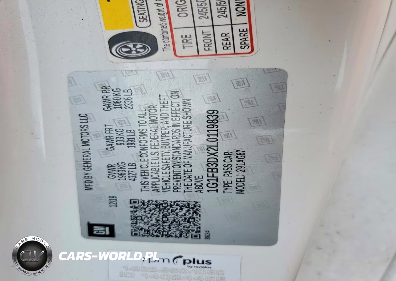2020 Chevrolet Camaro Ls VIN:1G1FB3DX2L0119839 - 12