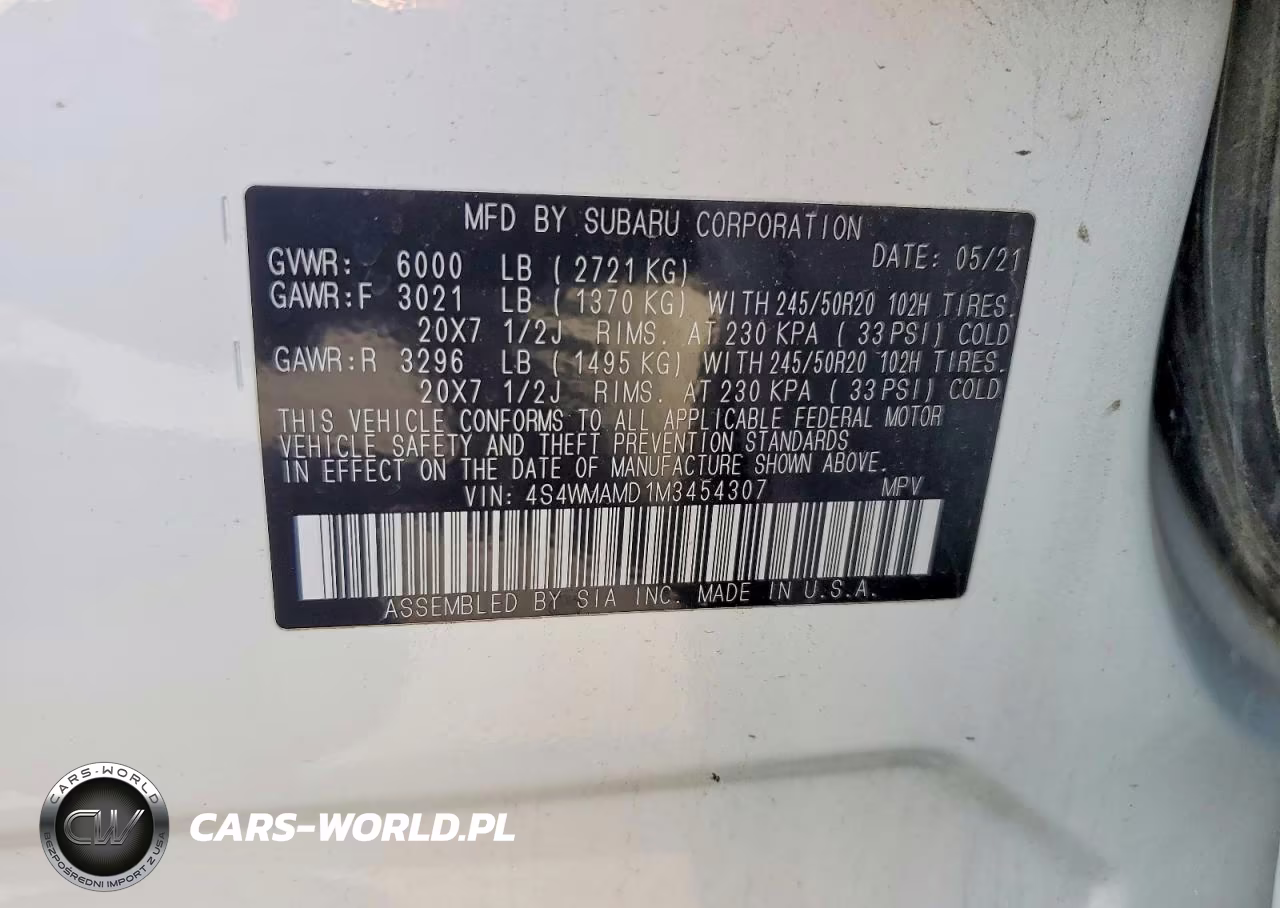 2021 Subaru Ascent Limited VIN:4S4WMAMD1M3454307 - 13