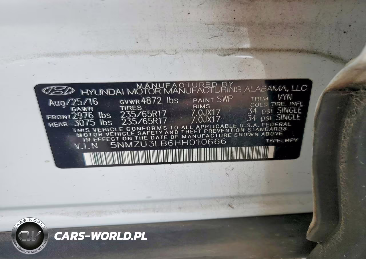 2017 Hyundai Santa Fe Sport 2.4L VIN:5NMZU3LB6HH010666 - 12
