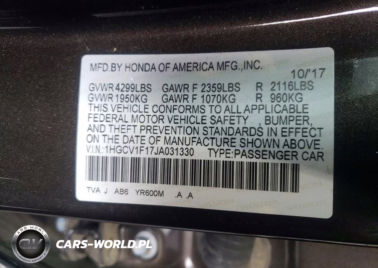 2018 Honda Accord Lx VIN:1HGCV1F17JA031330 - 12