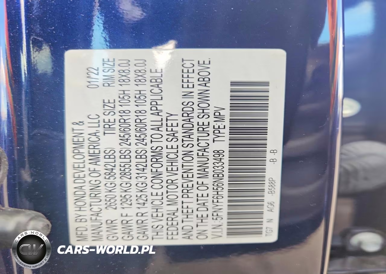 2022 Honda Pilot Exl VIN:5FNYF6H56NB033498 - 13