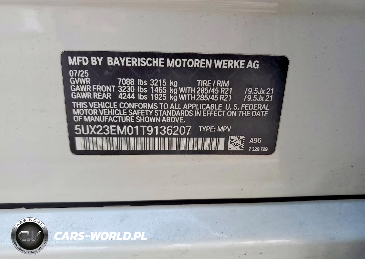 2026 B M W X Series X7 4D Suv 40I xDrive Msport VIN:5UX23EM01T9136207 - 13