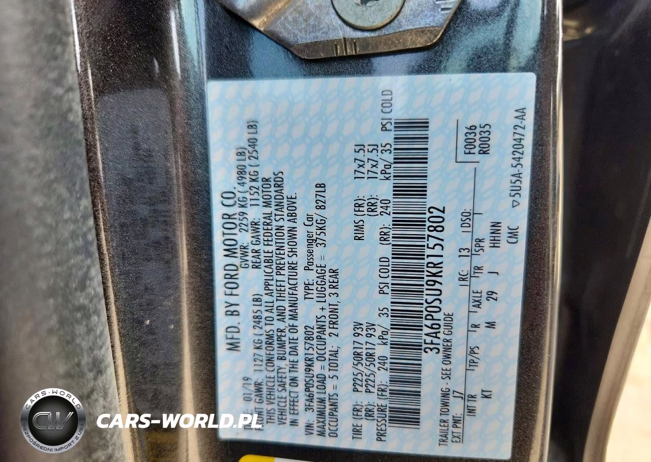 2019 Ford Fusion Titanium VIN:3FA6P0SU9KR157802 - 12
