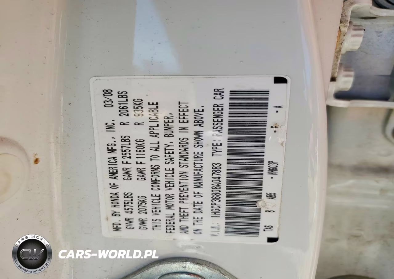 2008 Honda Accord Exl VIN:1HGCP36808A047883 - 12