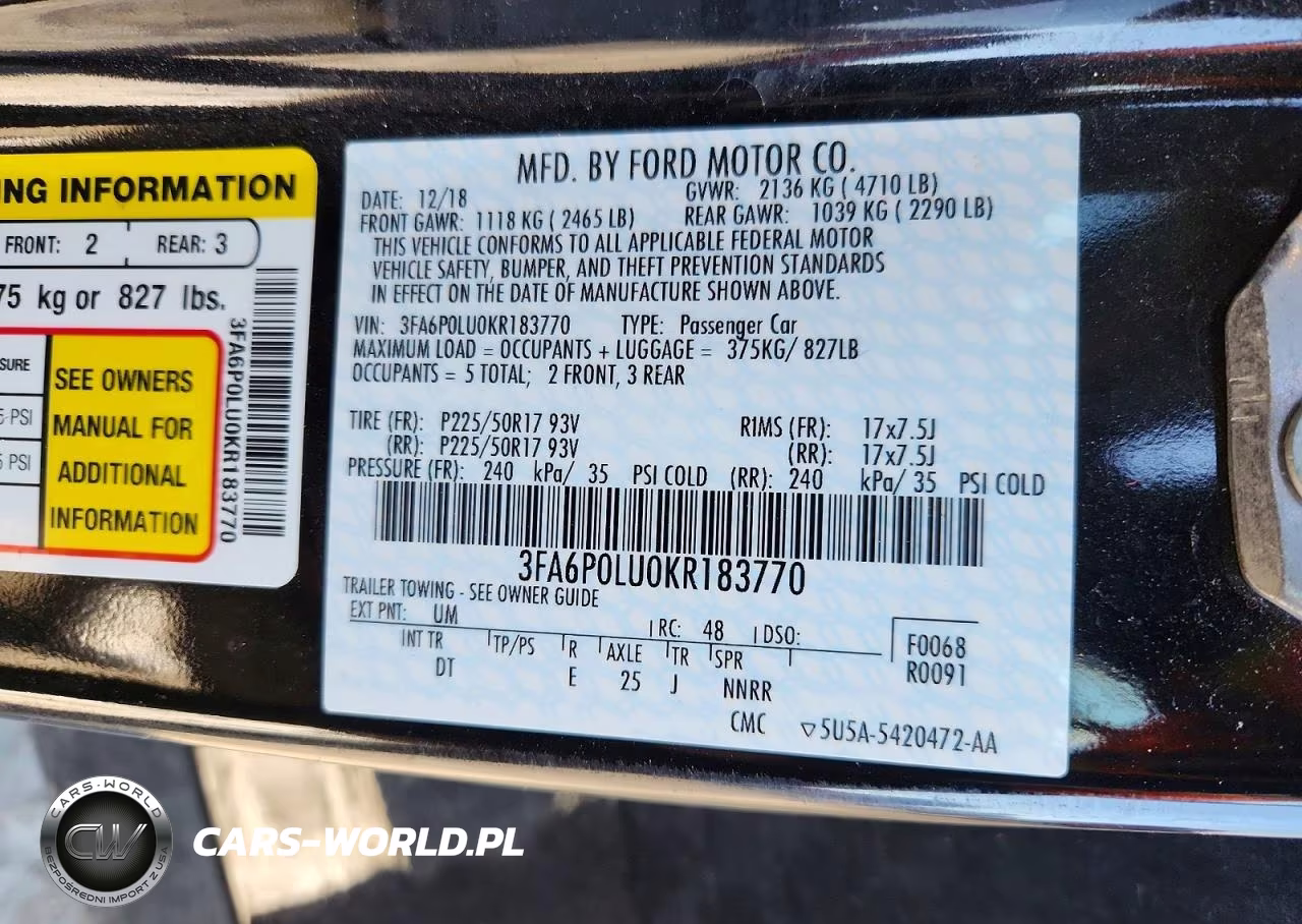 2019 Ford Fusion Se VIN:3FA6P0LU0KR183770 - 12