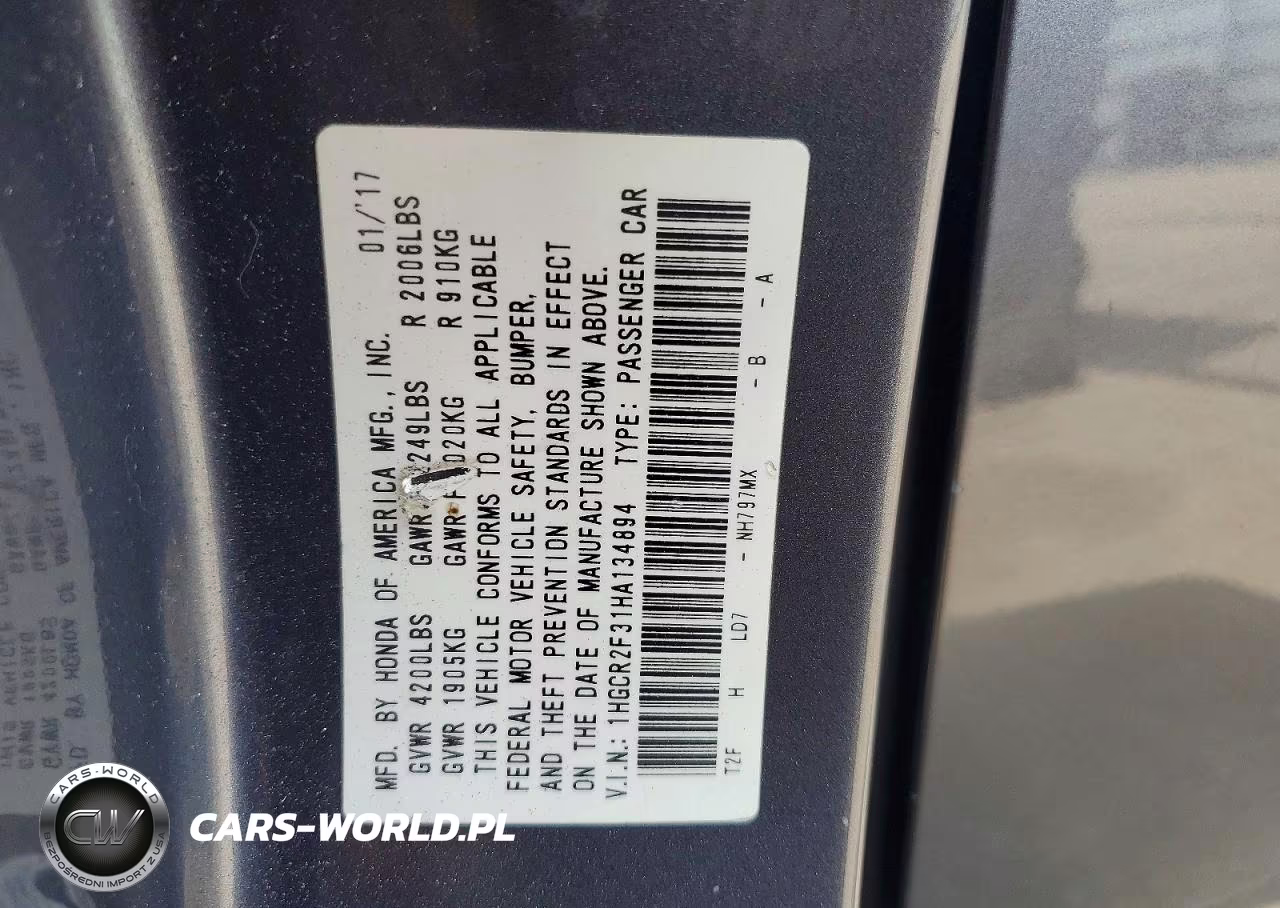 2017 Honda Accord Lx VIN:1HGCR2F31HA134894 - 12