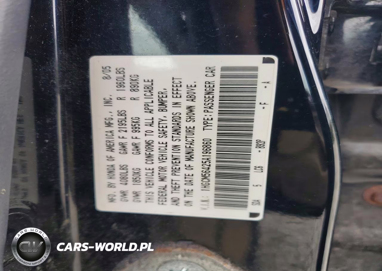 2005 Honda Accord Lx VIN:1HGCM56425A196860 - 12