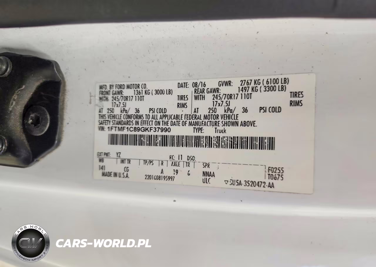 2016 Ford F150 VIN:1FTMF1C89GKF37990 - 12