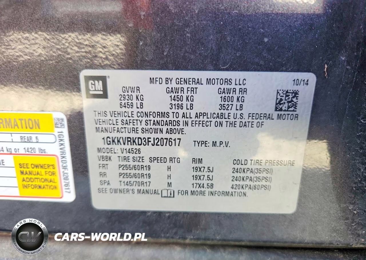 2015 GMC Acadia VIN:1GKKVRKD3FJ207617 - 13