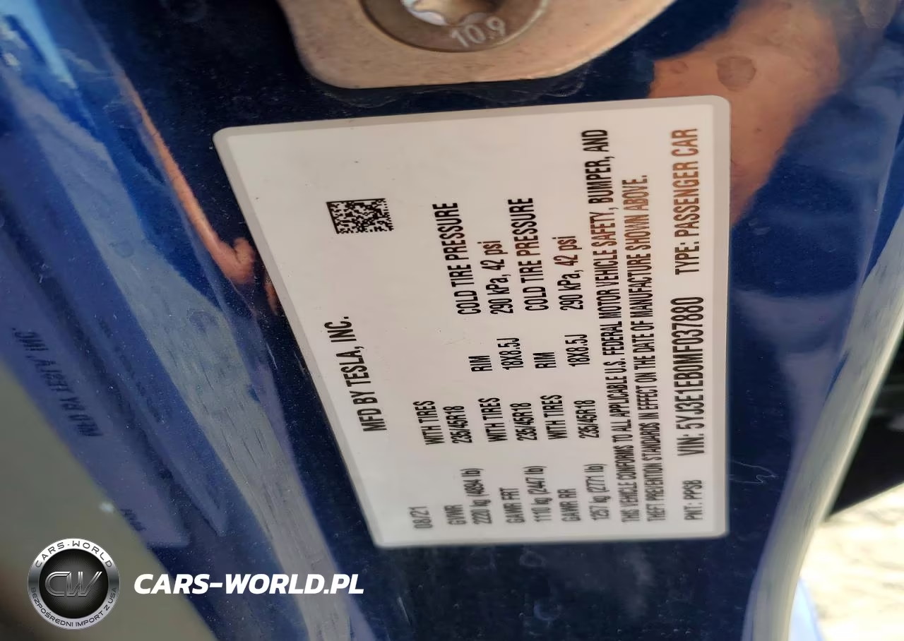 2021 Tesla Model 3 VIN:5YJ3E1EB0MF037880 - 12