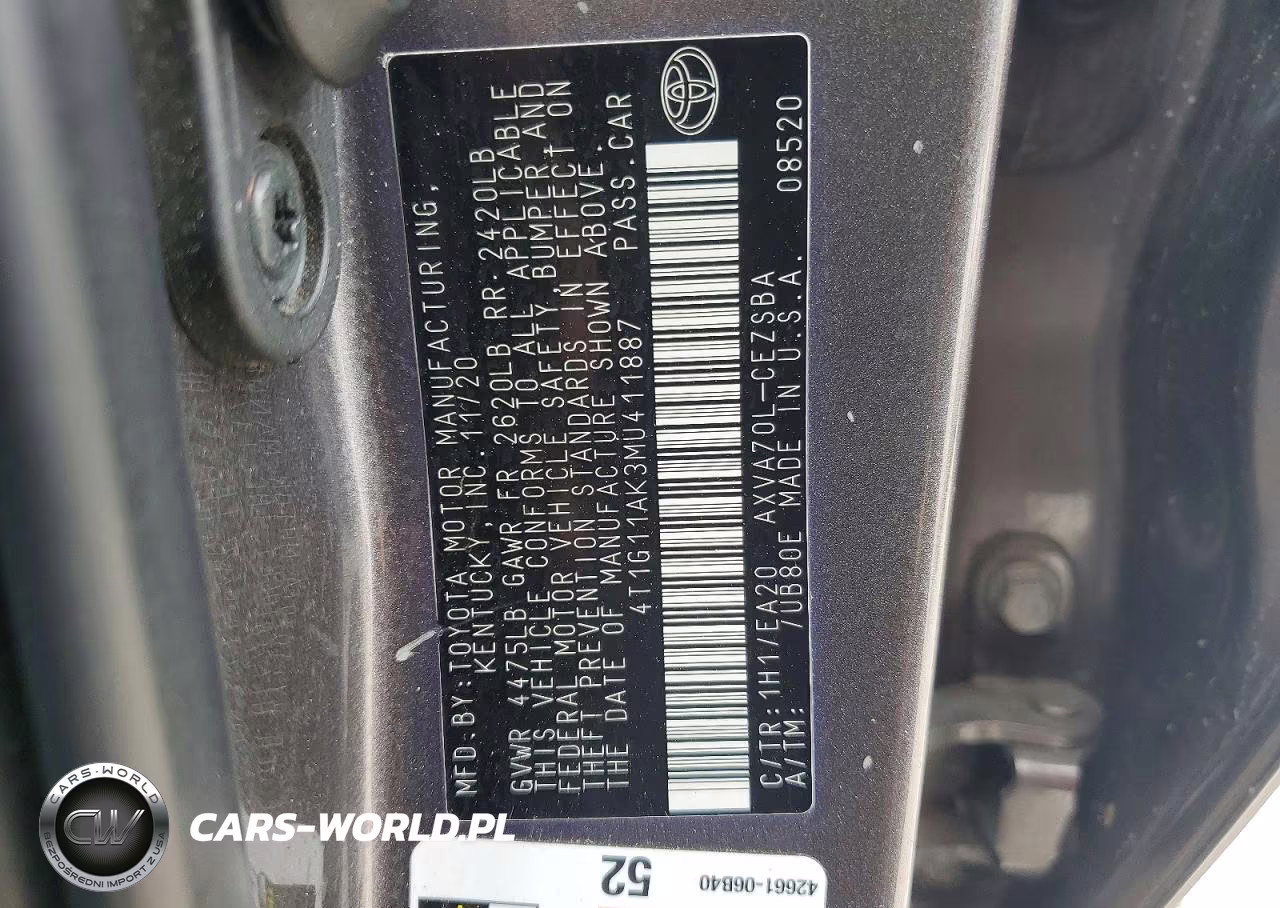 2021 Toyota Camry Se VIN:4T1G11AK3MU411887 - 13