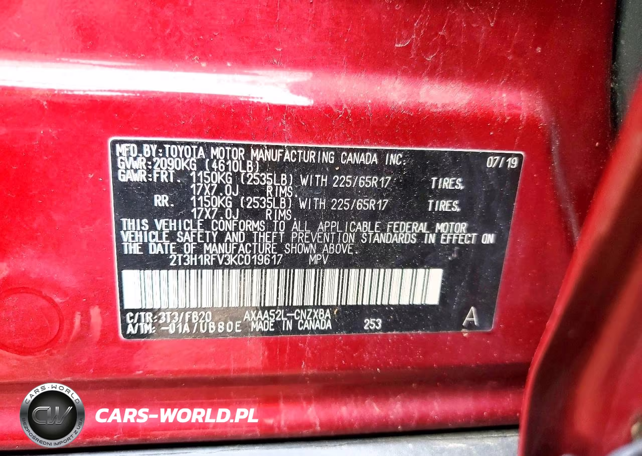 2019 Toyota Rav4 Le VIN:2T3H1RFV3KC019617 - 13