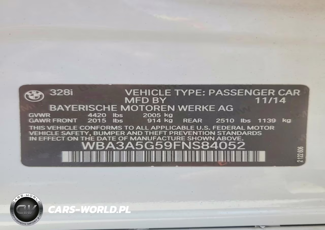 2015 BMW 328 I VIN:WBA3A5G59FNS84052 - 12