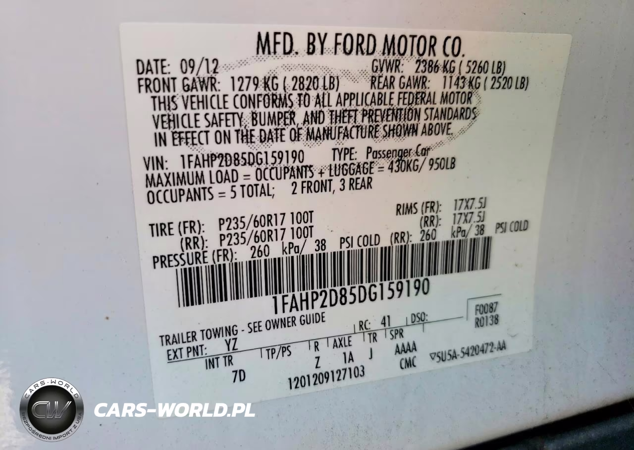 2013 Ford Taurus Se VIN:1FAHP2D85DG159190 - 12
