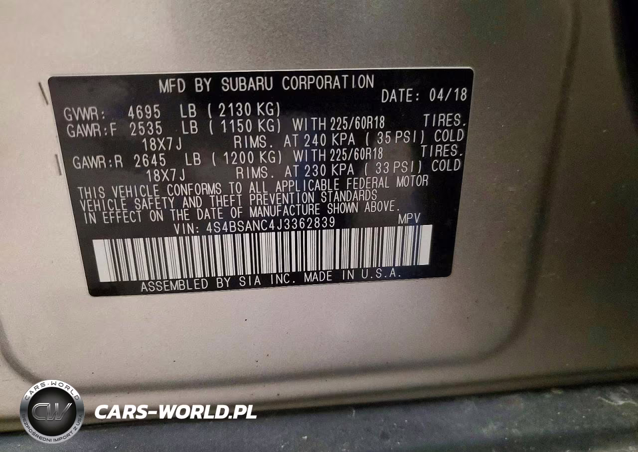 2018 Subaru Outback 2.5I Limited VIN:4S4BSANC4J3362839 - 14
