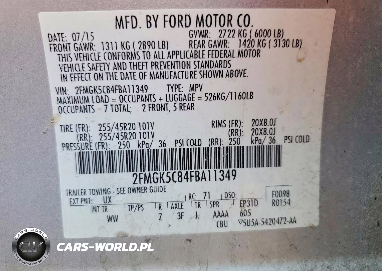 2015 Ford Flex Sel VIN:2FMGK5C84FBA11349 - 13