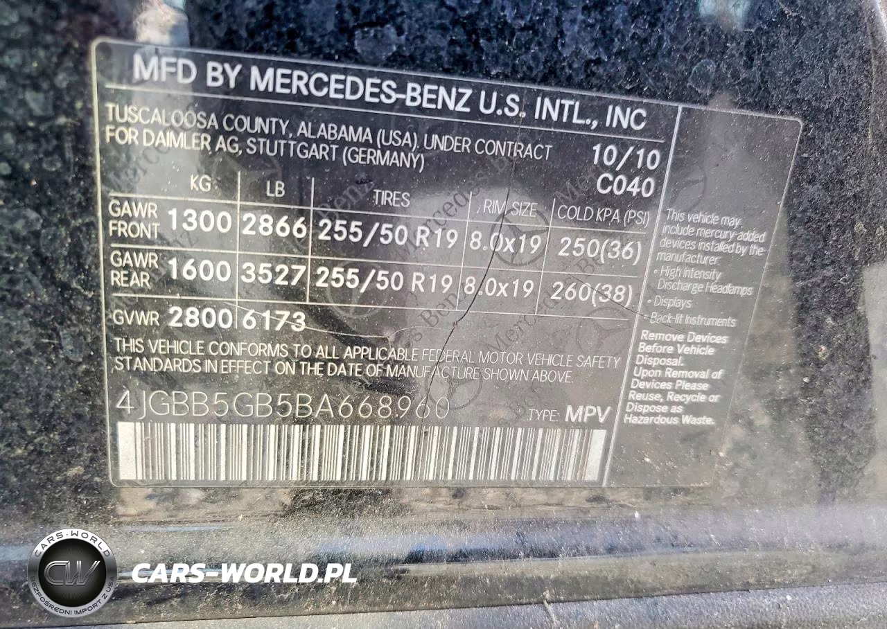 2011 Mercedes-Benz Ml 350 VIN:4JGBB5GB5BA668960 - 13