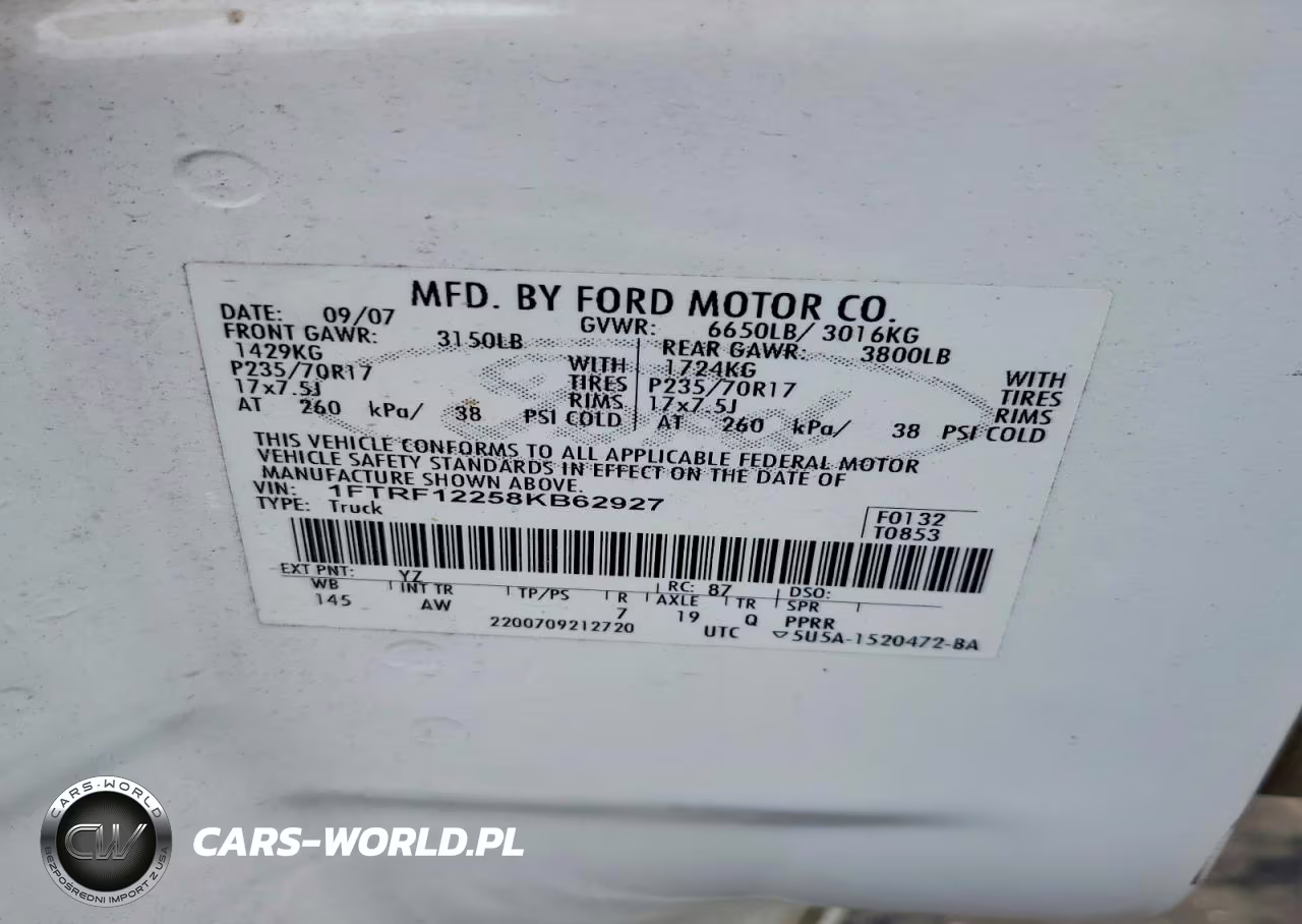 2008 Ford F150 VIN:1FTRF12258KB62927 - 12
