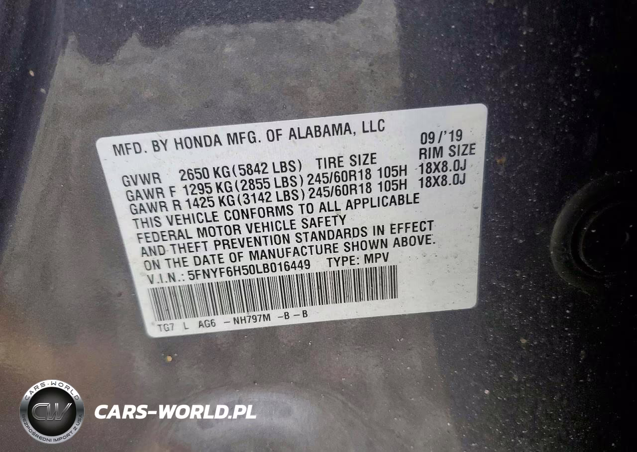 2020 Honda Pilot Exl VIN:5FNYF6H50LB016449 - 13