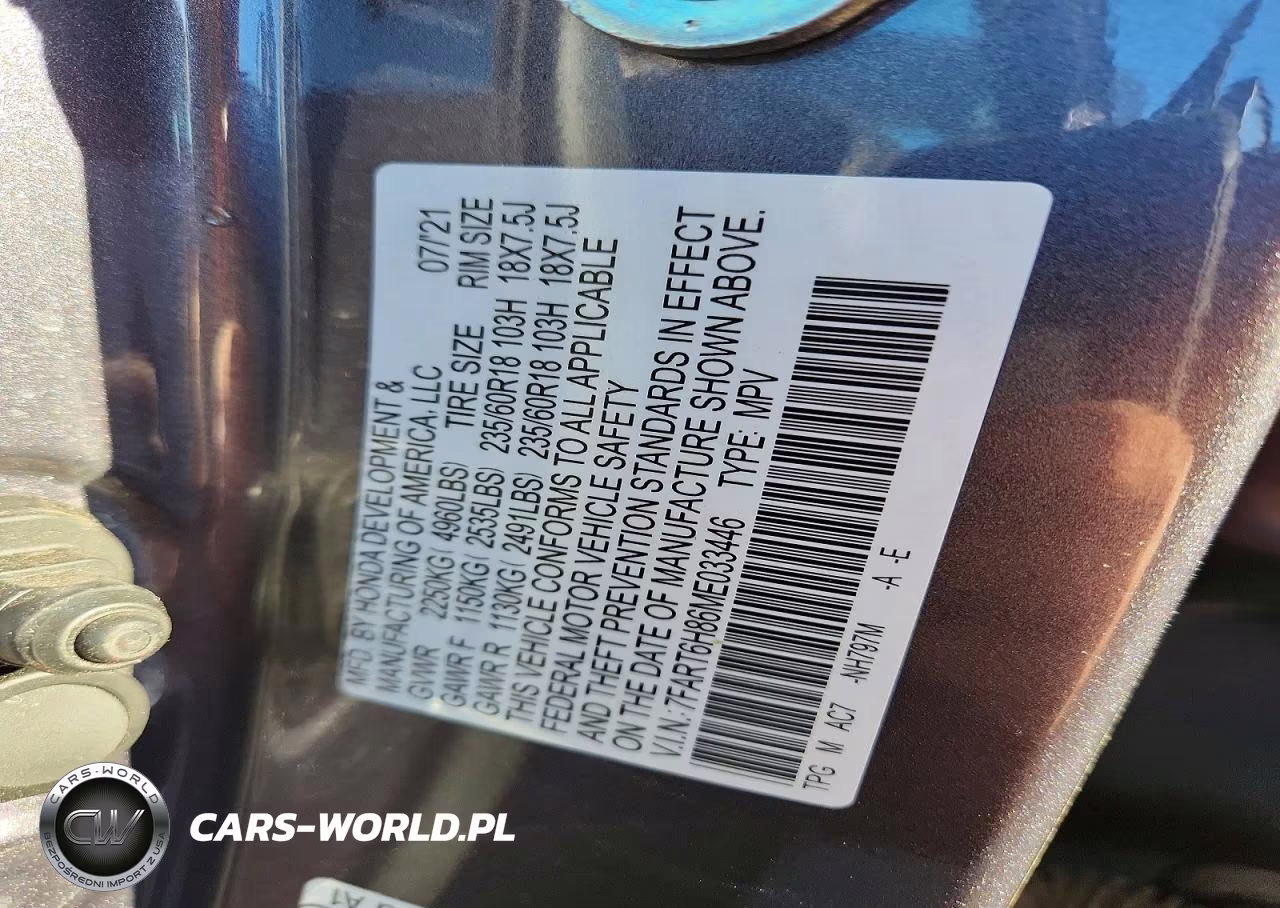 2021 Honda Cr-V Exl VIN:7FART6H86ME033446 - 13