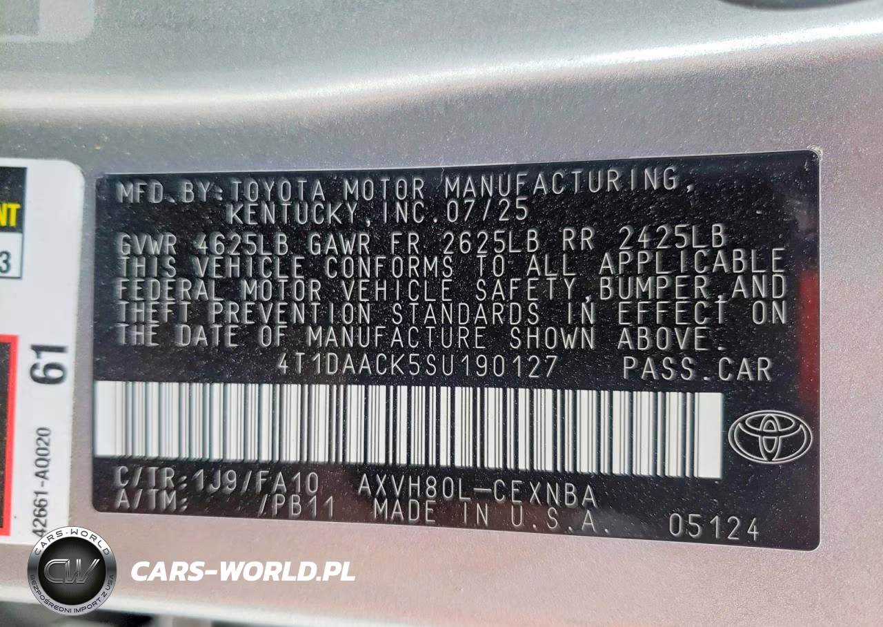 2025 Toyota Camry VIN:4T1DAACK5SU190127 - 12