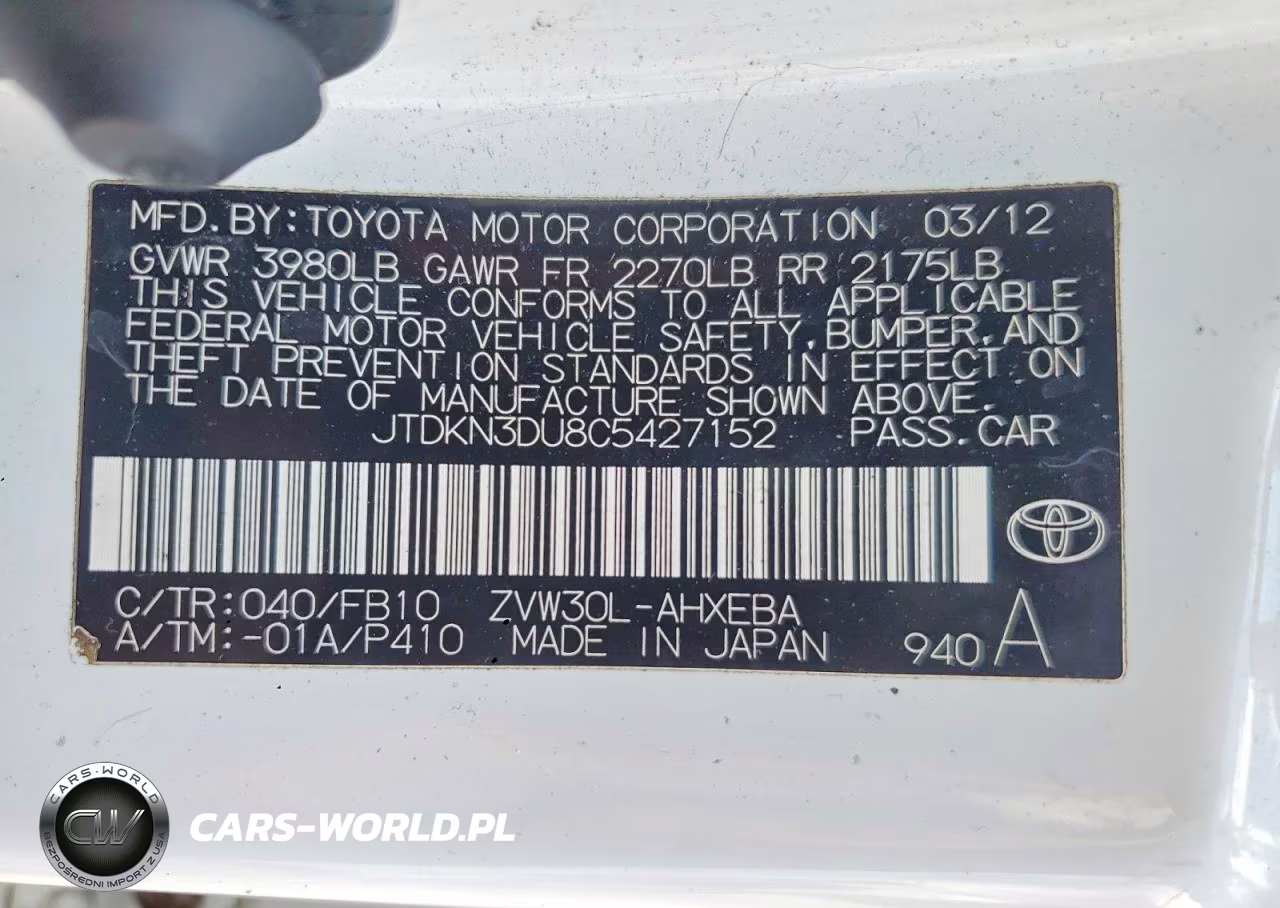 2012 Toyota Prius Two VIN:JTDKN3DU8C5427152 - 12