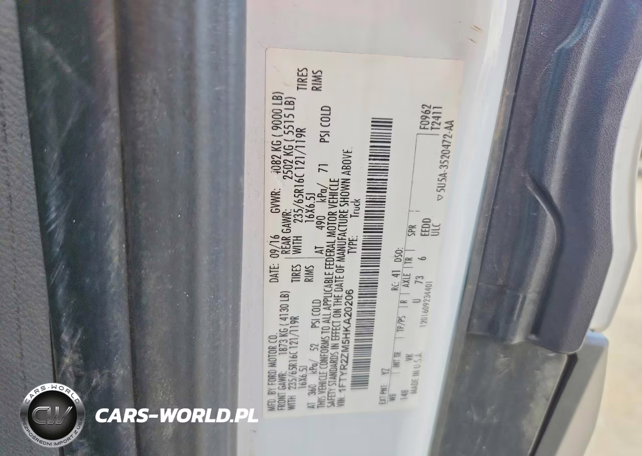 2017 Ford Transit T- VIN:1FTYR2ZM5HKA20206 - 13