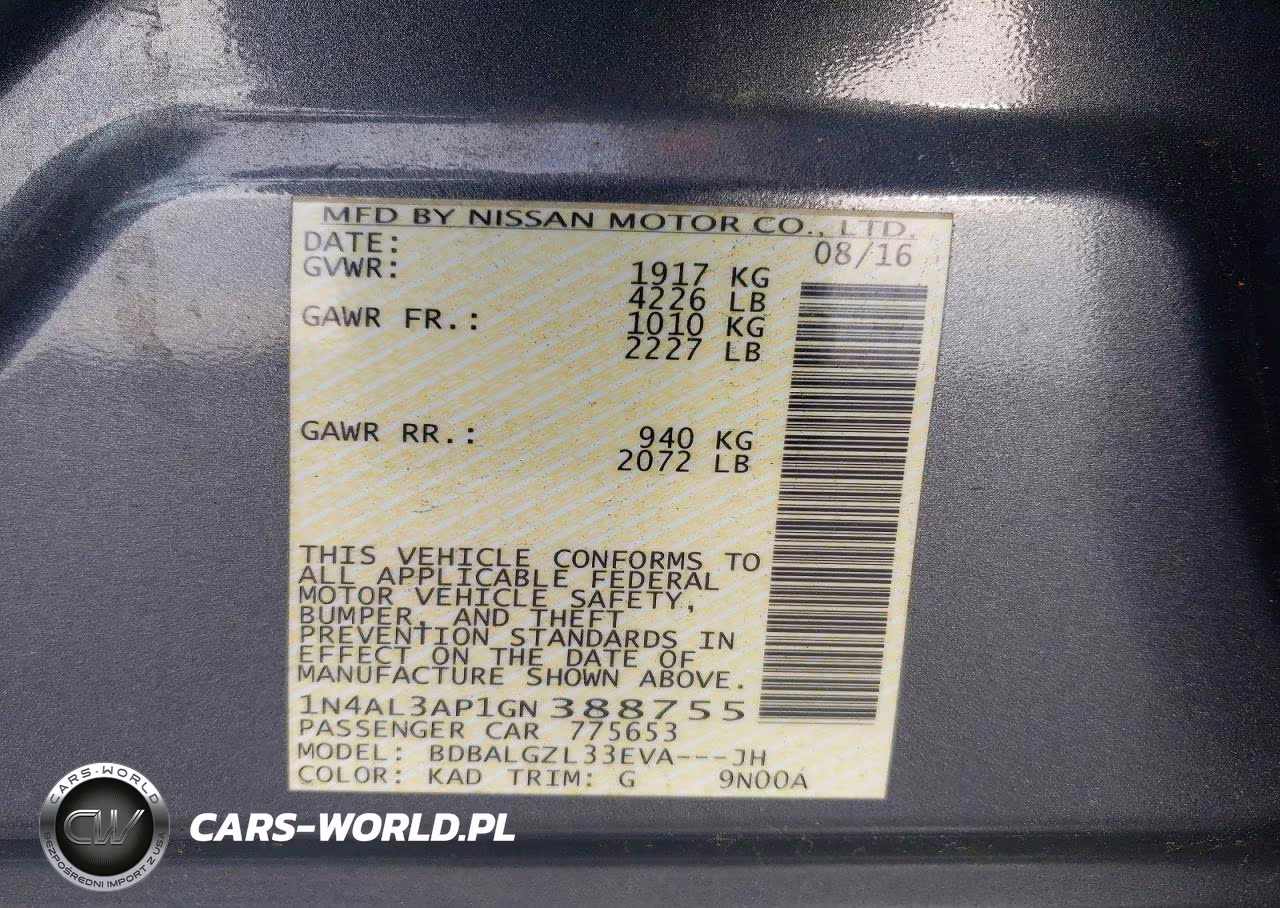 2016 Nissan Altima 2.5 S VIN:1N4AL3AP1GN388755 - 12