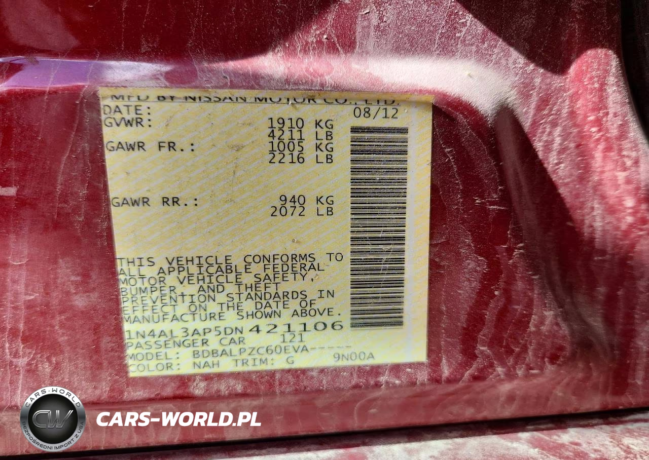 2013 Nissan Altima 2.5 VIN:1N4AL3AP5DN421106 - 12