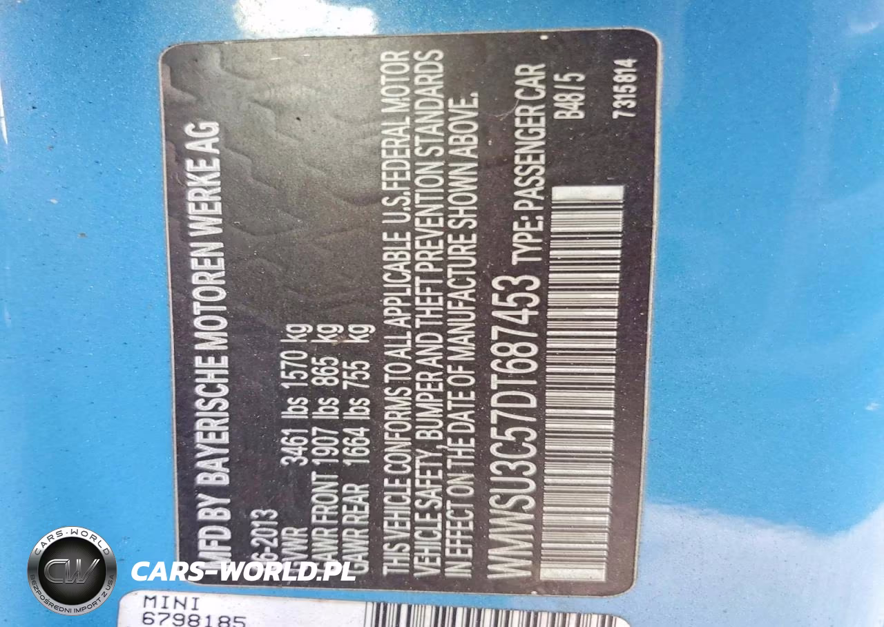 2013 Mini Cooper VIN:WMWSU3C57DT687453 - 13