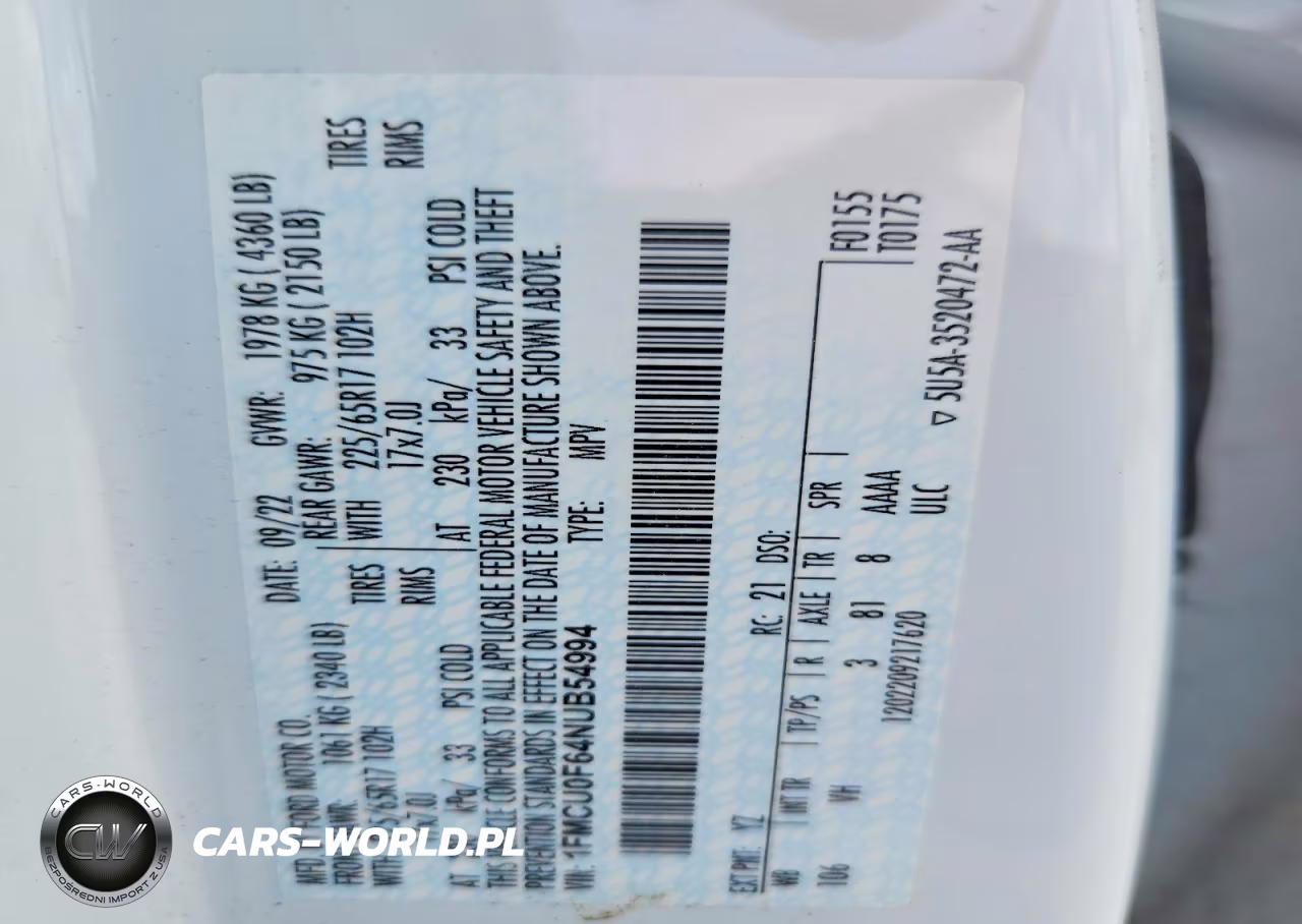 2022 Ford Escape S VIN:1FMCU0F64NUB54994 - 13