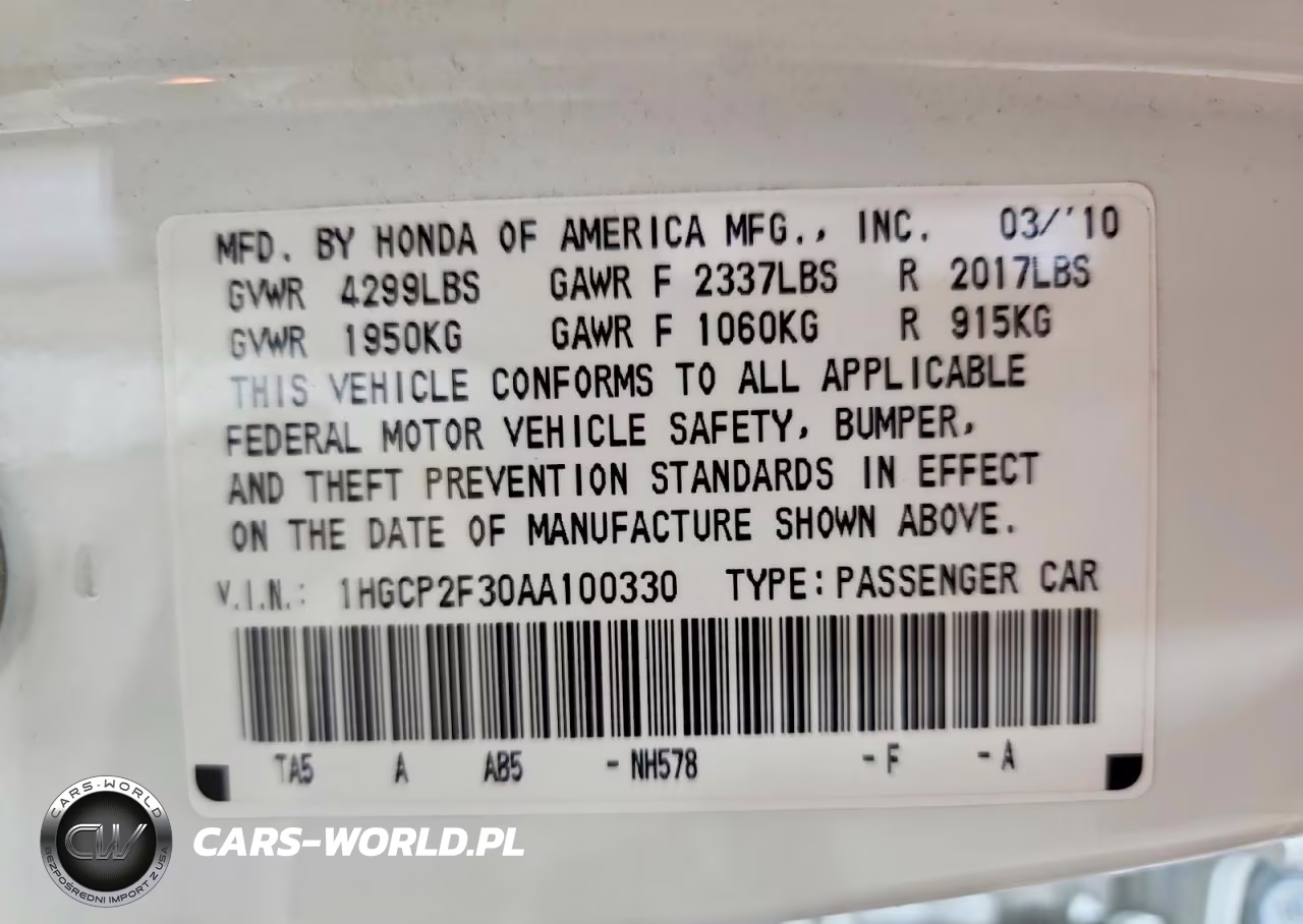 2010 Honda Accord Lx VIN:1HGCP2F30AA100330 - 12