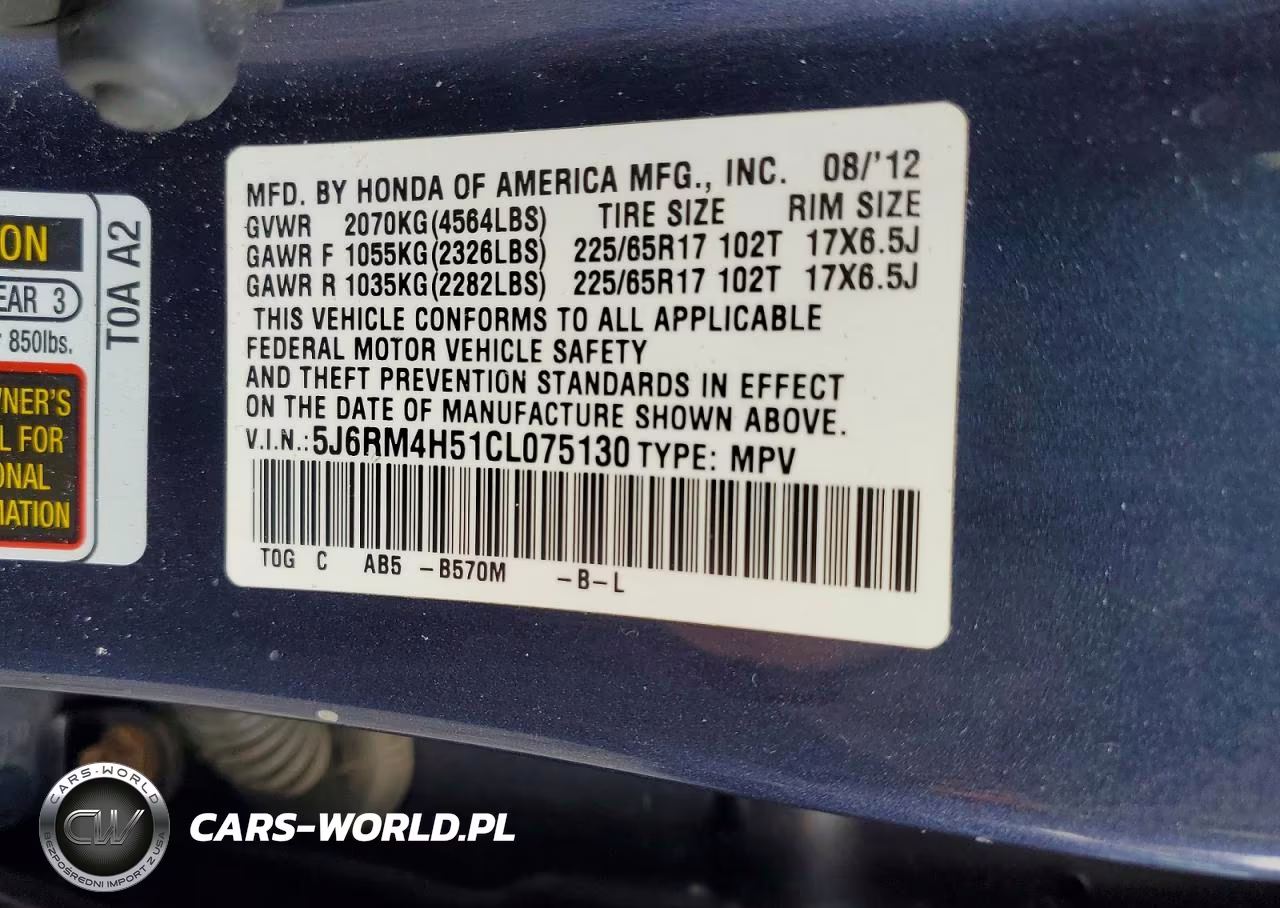 2012 Honda Cr-V Ex VIN:5J6RM4H51CL075130 - 13