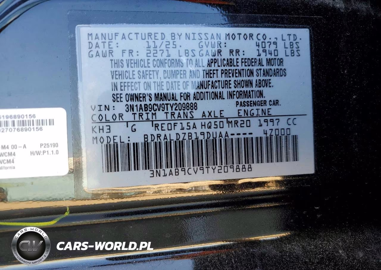 2026 Nissan Sentra Sv VIN:3N1AB9CV9TY209888 - 12