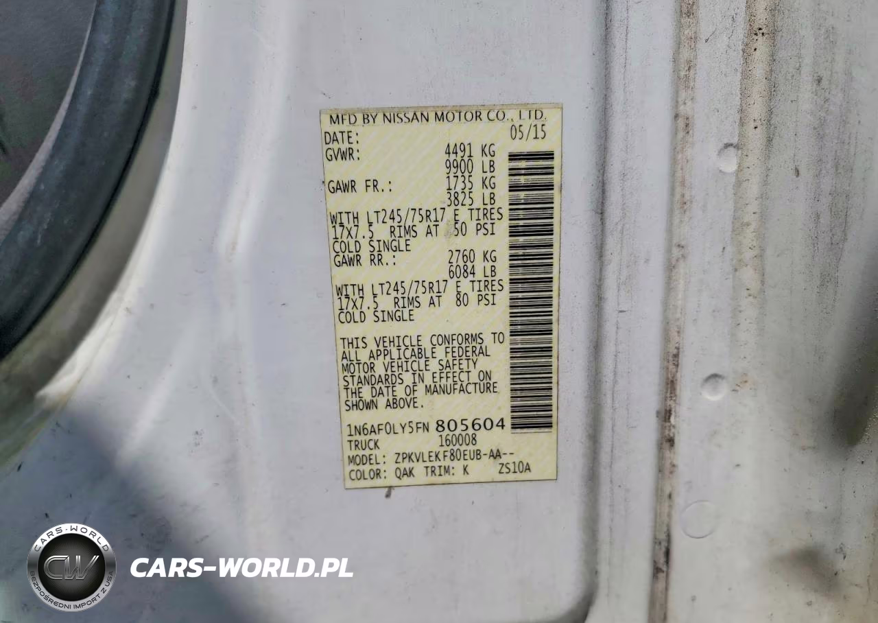 2015 Nissan Nv 3500 Hd Sv VIN:1N6AF0LY5FN805604 - 13
