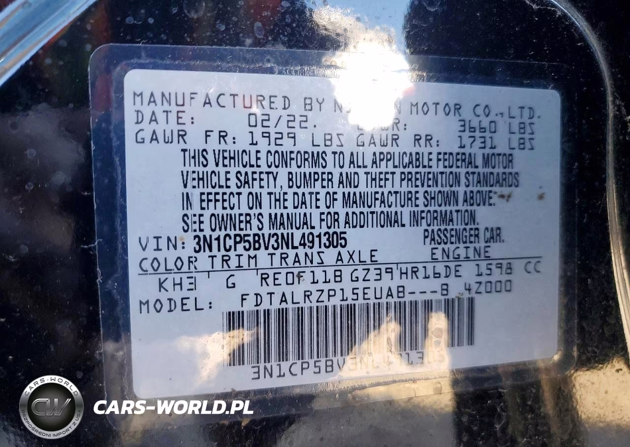2022 Nissan Kicks S VIN:3N1CP5BV3NL491305 - 14